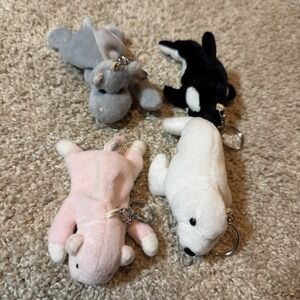 (4) Plushie 4 inch Animal Key Chains Backpack Charms